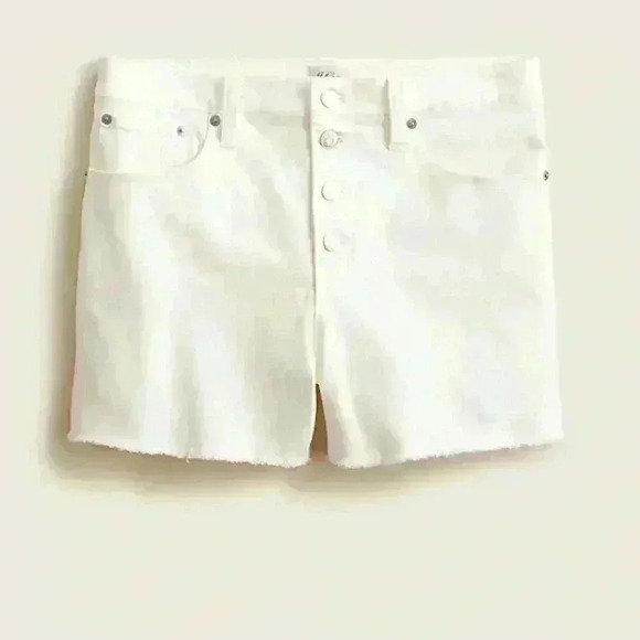 NWT JCrew White Hi-Rise Button Fly Denim Shorts Size 37